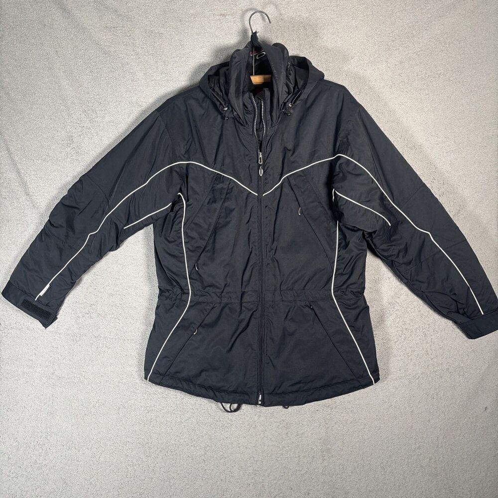 Obermeyer Ridge Line Ski Snow Jacket Women Size 8 Black Gorpcore Detachable Hood